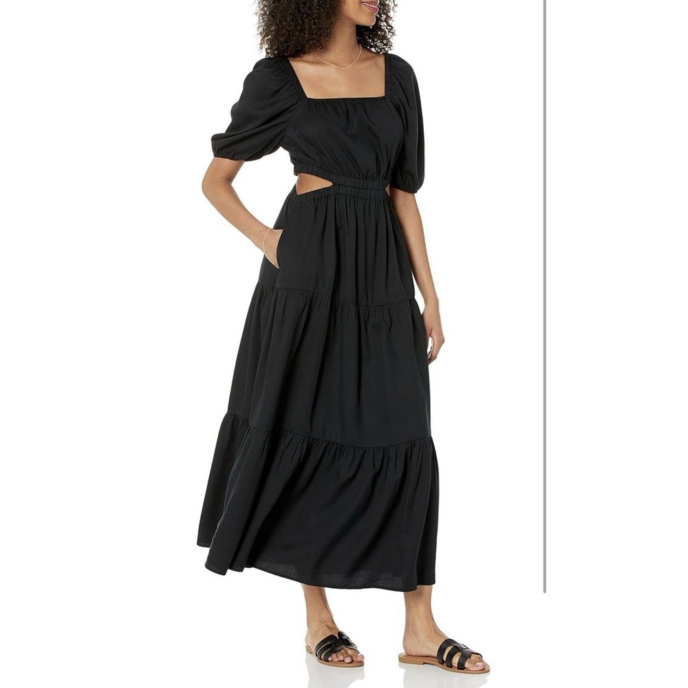 The Drop Women's Anaya Square Neck Cut-out Tiered Maxi Dress, Black, L, NWT - Picture 13 of 16